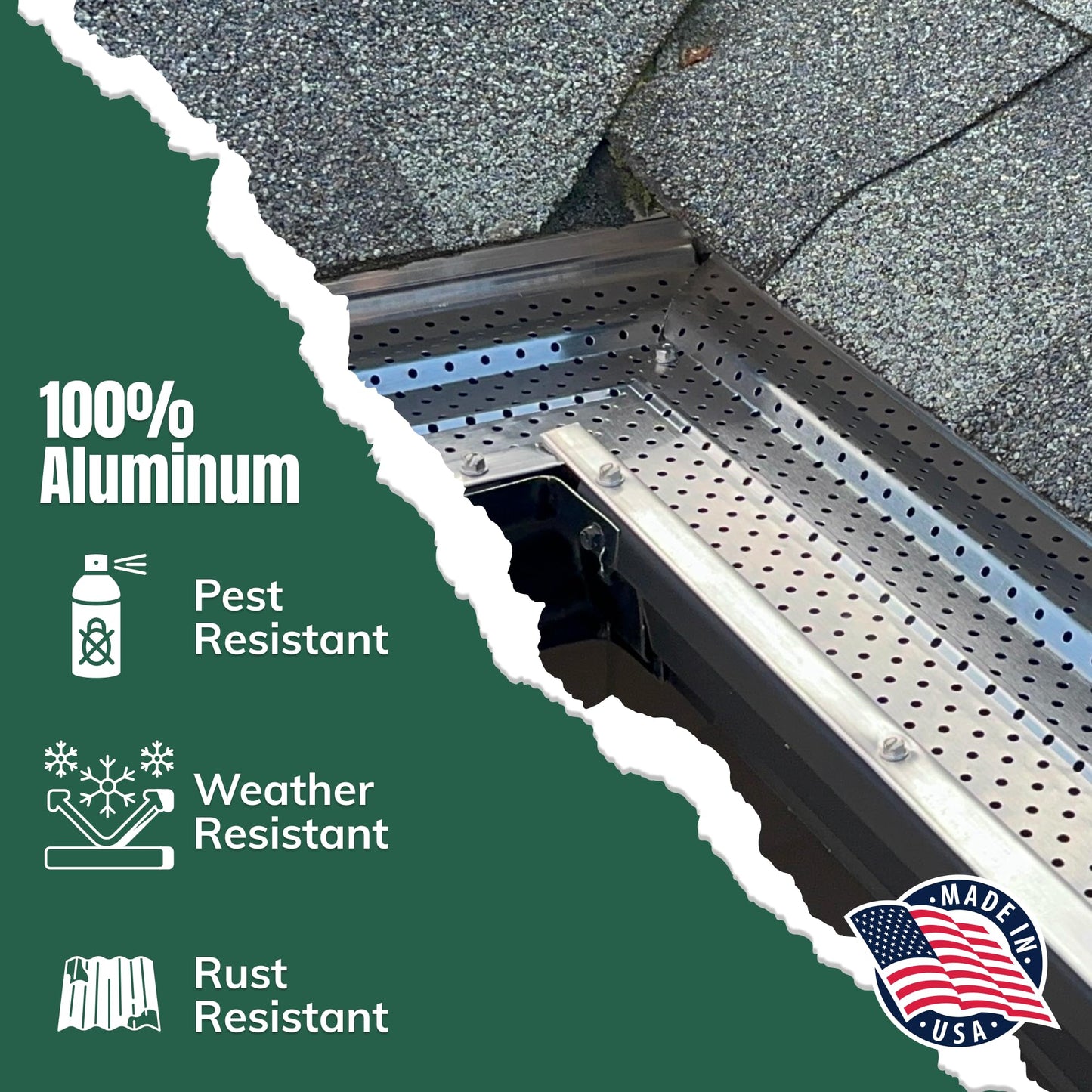A-M Gutter Guard - Heavy Duty Lifetime Quality Aluminum Leaf & Debris Protection for 5-inch and 6-inch (5 Inch-200 Feet, Mill Finish) - Made in The USA