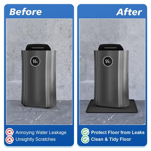 Dehumidifier Drip Pan, 18''x15'' Humidifier Drip Pan, Prevent Water Leakage and Protect Floor & Carpet, Non-Slip & Leak-Proof Silicone Mat with Raised Edge, for Under Dehumidifier and Humidifier Mat