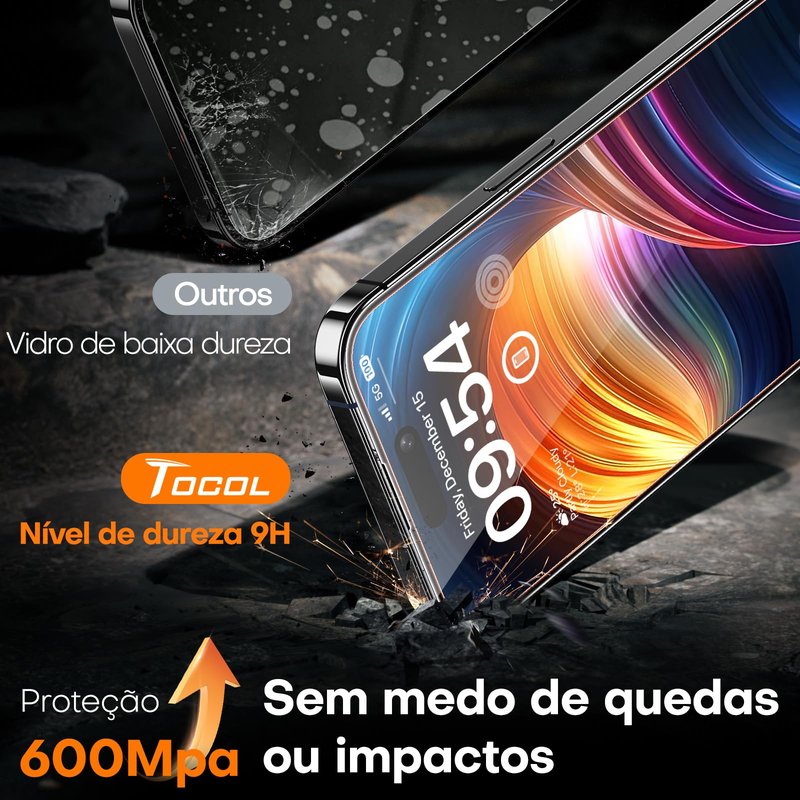 TOCOL for iPhone 16 Pro Max Screen Protector, 9H Hardness Military Grade Shatterproof HD Tempered Glass Full Coverage Easy Installation Case Friendly 2 Pack