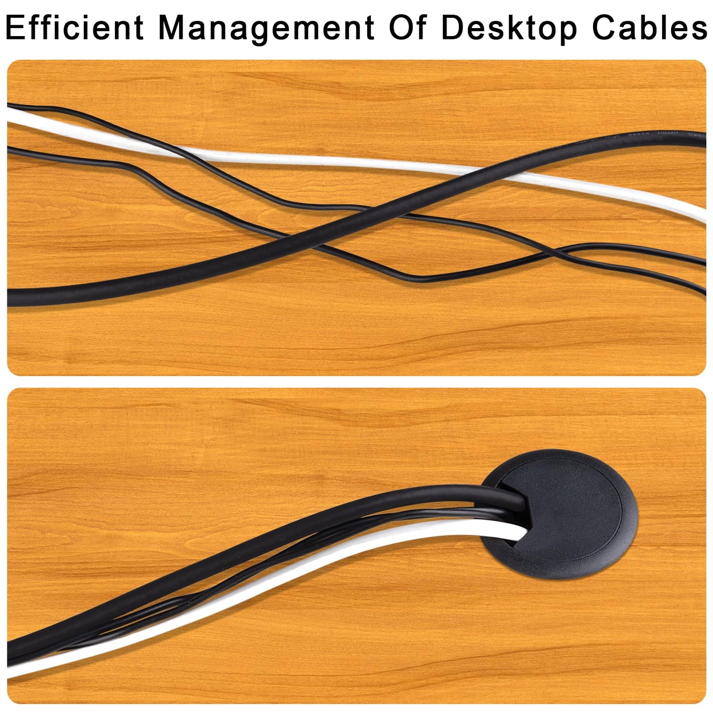 2 Inch Desk Cord Grommet 12PCS - Plastic Desk Hole Cover, Wire Cord Cable Grommets Hole Cover for Organized Office and Home Table Cable-Black