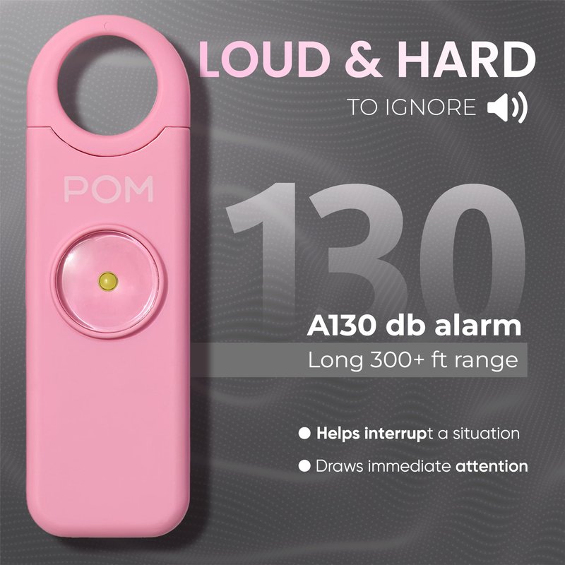 POM Pepper Spray & Personal Alarm Safety Kit – OC Self Defense Keychain Spray & Loud Emergency Alarm for Campus Safety, Women & Students (Pocket Clip Model, Black X Pink)