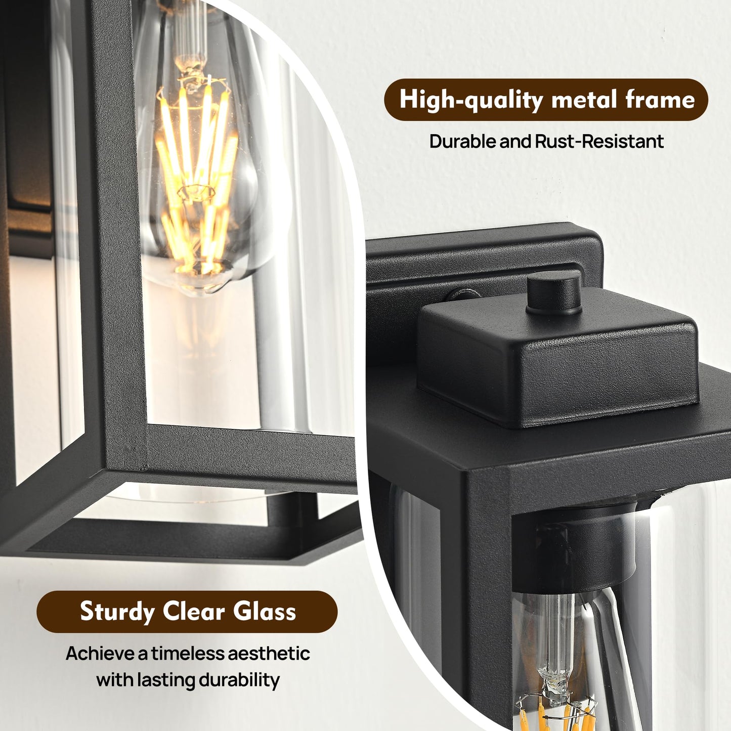 SIONLOM Outdoor Wall Lantern Exterior Lights for House,Outdoor Wall Sconce Clear Glass Waterproof Porch Light Patio Light Modern Matte Black Front Lighting for Patio, Front Door, Entryway(2 Pack)