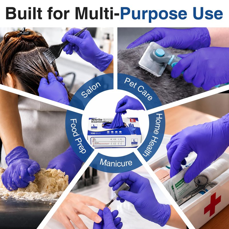 Schneider Medical Nitrile Exam Gloves, Dark Blue, Disposable Gloves, Latex-Free, Powder-Free, Food Safe for Cleaning, Cooking, Household Use,100 Count,Size Medium