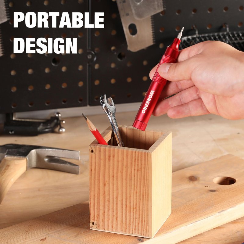WORKPRO 24 in 1 Multi Bit Mini Screwdriver Set Magnetic, Manual Pen Screwdrivers, Tough S2 Steel Small Screwdriver Bits for Eyeglass, Watch, Laptop, Phone, Jewelry and Electronic, Red