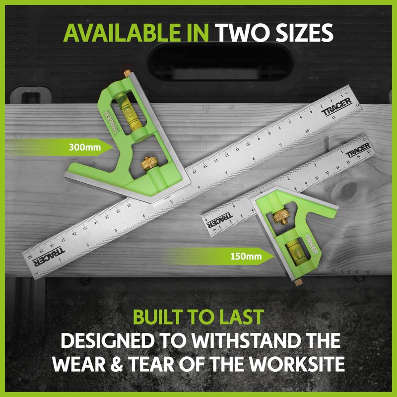 TRACER 6 Inch Combination Square with Level | Adjustable Square Tool for Woodworking Carpenter | Metric & Imperial Ruler | Stainless Steel Combo Square | Escuadras de Carpintero | Built in Scribe Tool