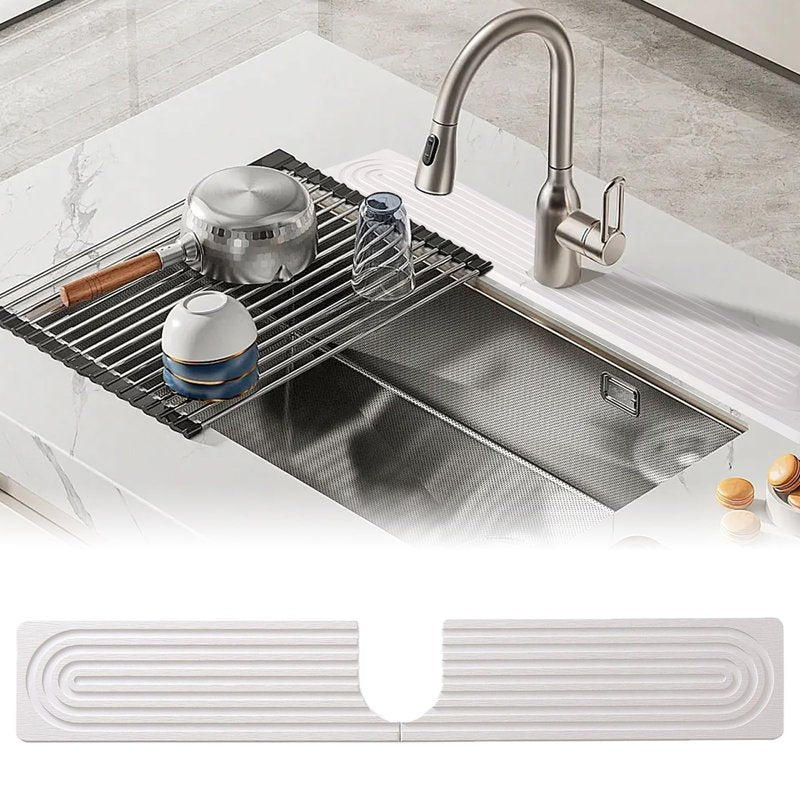 Sink Drip Mat - 12 Inch Diatomite Absorbent Faucet Protector for Free Surfaces, Quick Drying Stone Tray with Splash Guard Function, Kitchen and Bathroom Counter Tray for Soap Water Accessories