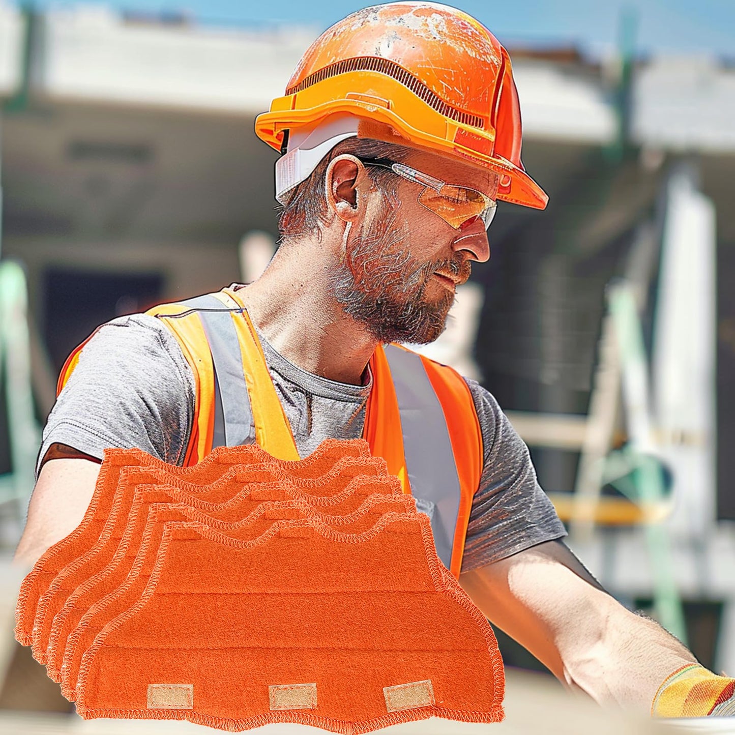 Aolamegs Safe Hard Hat Sweatband- 5PCS Sweat Bands Washable, Hard Hat Liner Replacement, Flame Retardant Cotton Hard Hat Accessories Sweat for Welding Helmet, Construction Hats, Chainsaw Helmet