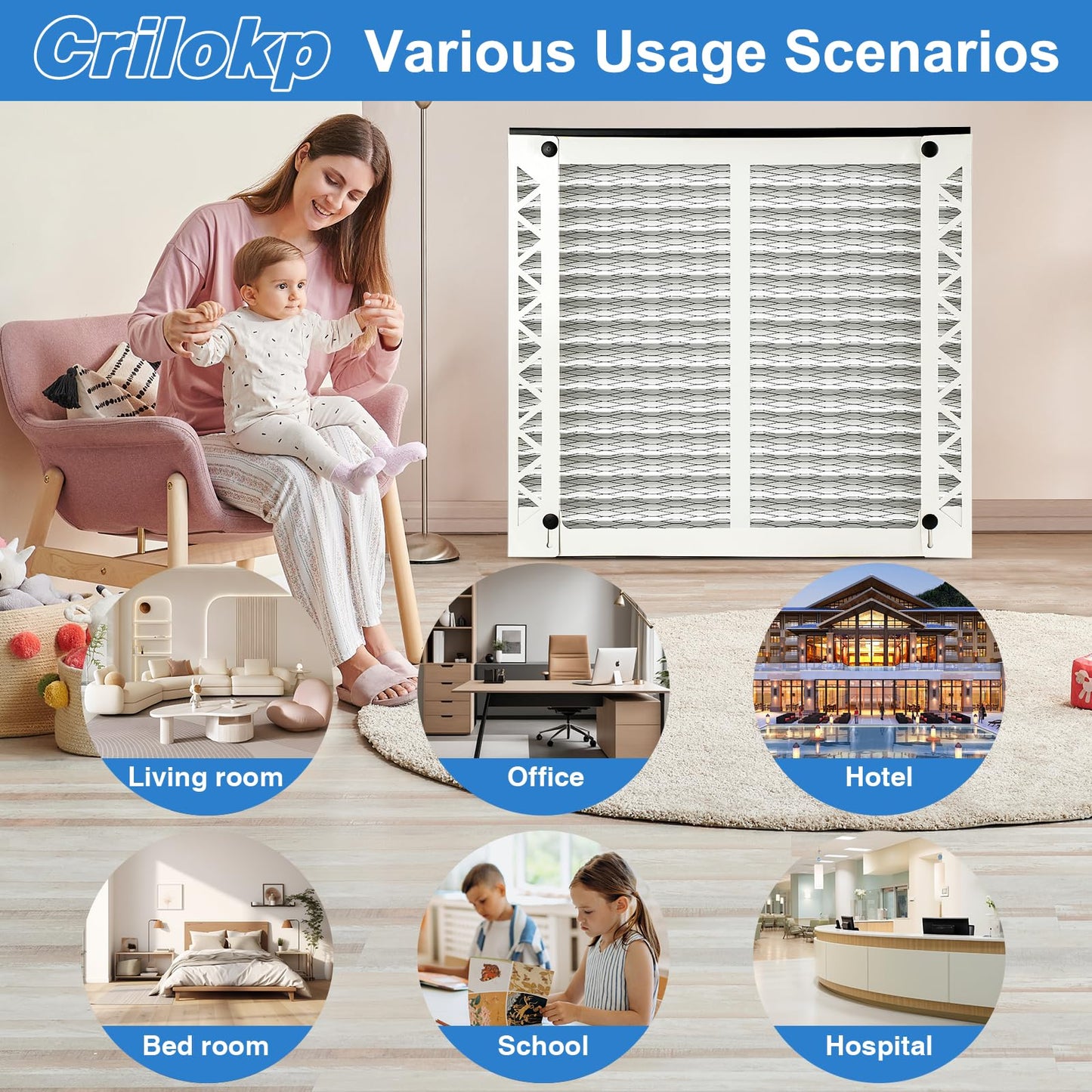 110 Replacement Filter for AprilAire 1110 Whole House Air Purifier - MERV 11, Pleated HVAC AC Furnace Filters Clean Air & Dust, 16x20x4 Air Filter for Home 2 Packs
