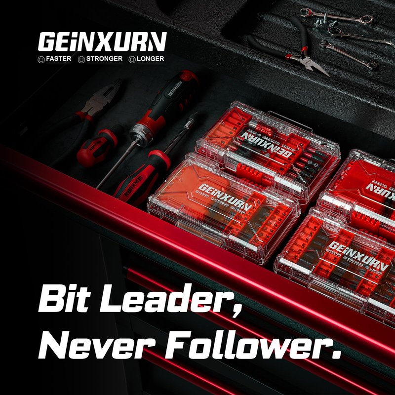 Geinxurn 1Pc Red Storage Box Case, small parts box with detachable divider, Screwdriver Bit Set Box