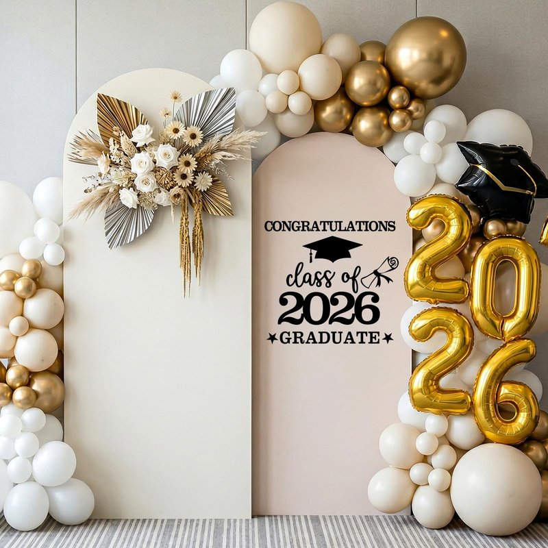 Tintisfafa Black Congrats Grad Decals Graduation Decals for Arch Backdrop Class of 2026 Vinyl Sticker Graduation Decals for Fabric Graduation Sign for Background