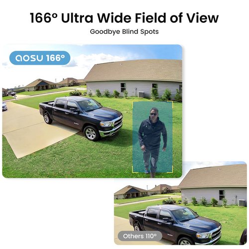 AOSU Solar Security Cameras Wireless Outdoor, 2K QHD Home Security System, 4-Cam Kit with 166° Ultra-Wide View, Cam-to-Cam Sync, 32GB Homebase Local Storage, Color Night Vision, No Monthly Fee