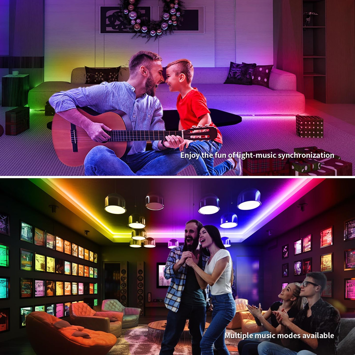 MILADALED COB RGB Lights 3.28FT RGB+IC Led Strip Lights for Game Room Party TV Wall