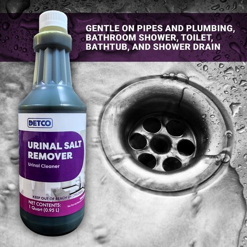 Detco Urinal Salt Remover Concentrate - Safe on Pipes and Plumbing, Odor Control, Cleans Rust, Scale, and Uratic Salt Build-Up, 1 Quart