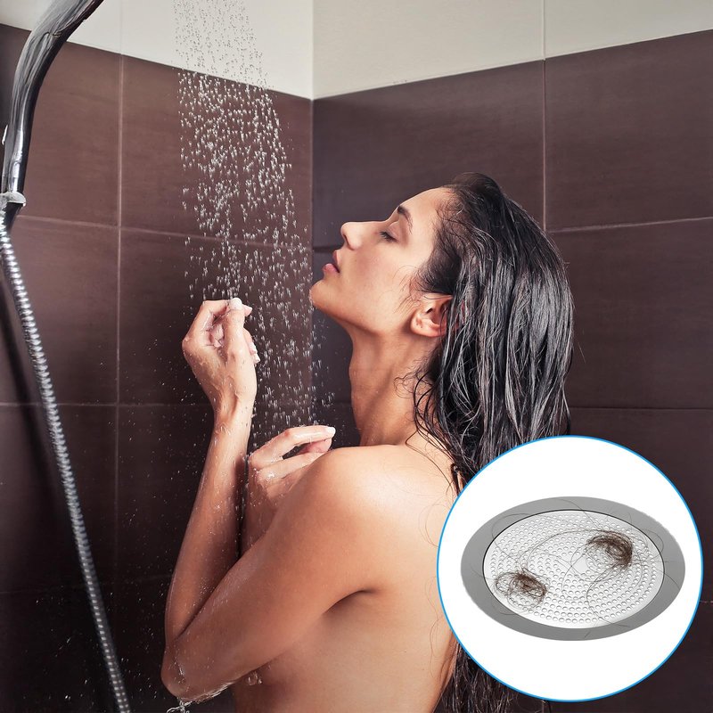 Flat Shower Drain Hair Catcher 5.7in Steel Shower Drain Cover Hair Catcher