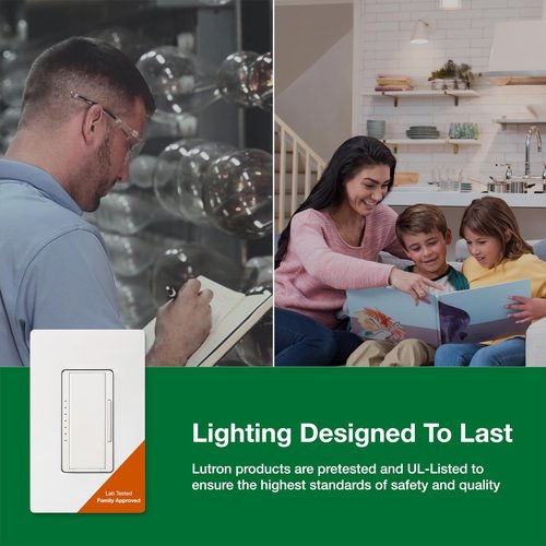 Lutron Maestro LED+ Dimmer Switch for Dimmable LED, Halogen and Incandescent Bulbs, 150W/Single-Pole or Multi-Location, MACL-153M-WH, White