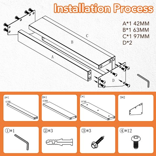 Pilida 4Pcs Wall Mount Tool Organizer Set,Include Screwdriver Organizer,9mm-24mm Wrench Holder,Pliers Holder,Hammer Rack,Galvanized Steel Hand Tool Storage for Workshop,Shed,Garage,Home
