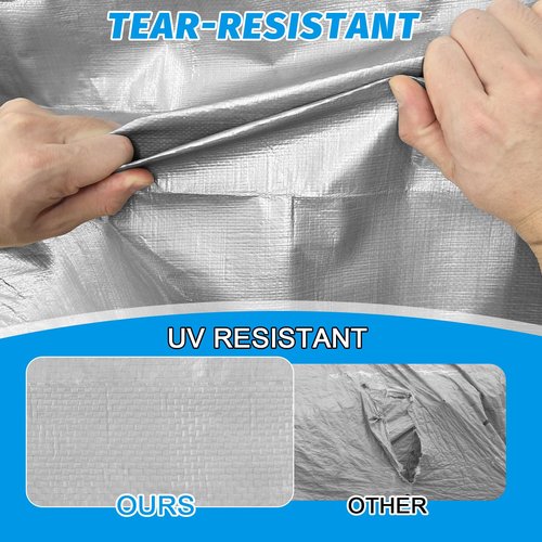 16Mil Finished Size 10x10 Tarp Heavy Duty Waterproof, Large Outdoor Multipurpose Protective Cover (Silver/Black)