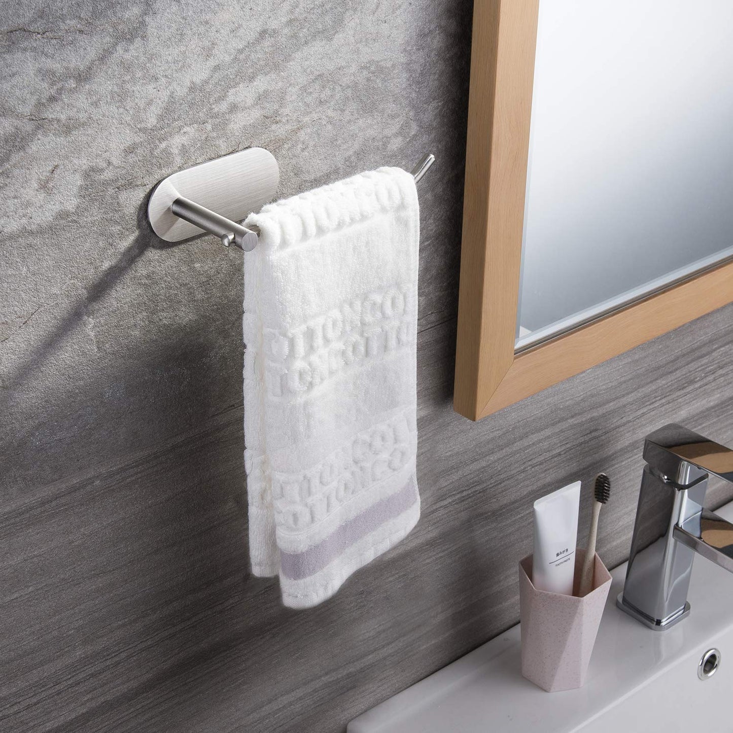 Towel Ring Self Adhesive - Hand Towel Holder for Bathroom Kitchen Hand Towel Bar Stick on Wall, SUS 304 Stainless Steel Brushed
