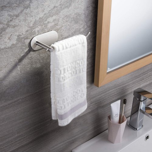 Towel Ring Self Adhesive - Hand Towel Holder for Bathroom Kitchen Hand Towel Bar Stick on Wall, SUS 304 Stainless Steel Brushed