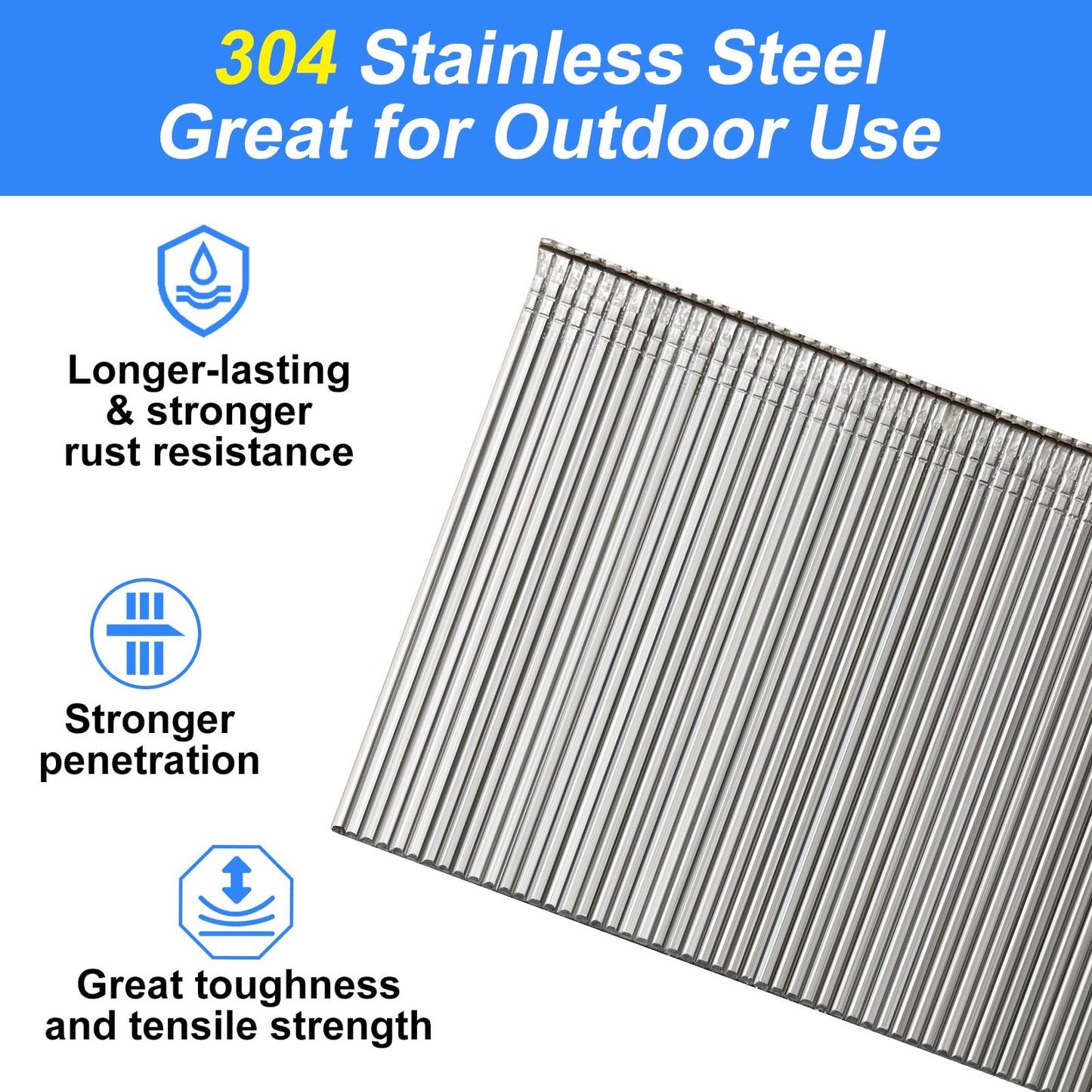 SimCos 16 Gauge 1-1/2 Inch 304 Stainless Steel Finish Nails, 1800 Pack