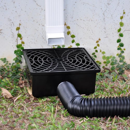 Prestantious Gutter Downspout Catch Basin, Upgraded Version 12"×12" Catch Basin Gutter Downspout Extensions with 3.1” OD Flexible Pipe, Rainwater Downspout Diverter, Pipe Stretched Length 6.7ft
