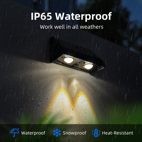Solar Wall Lights Outdoor Waterproof 3000K Warm White Downlights LED Dusk to Dawn Solar Lights for House Number, Address Sign, Mailbox, Fence
