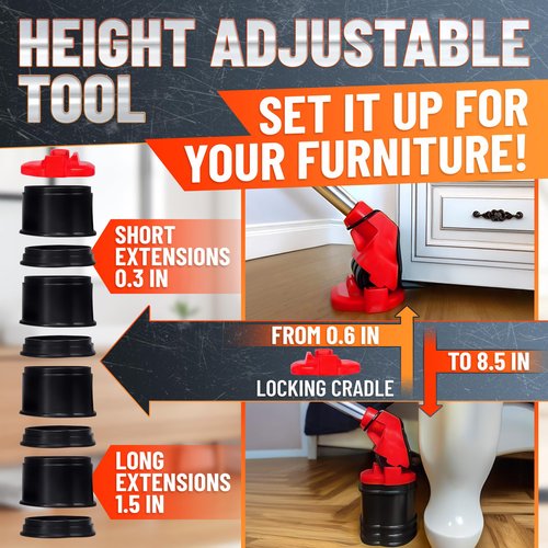 Furniture Lifter Tool with 4 Appliance Rollers 660 Lbs - Furniture Lifters for Heavy Furniture Movers with Wheels Furniture Lift Mover Tool Set - Heavy Furniture Sliders Moving Furniture Gliders Red