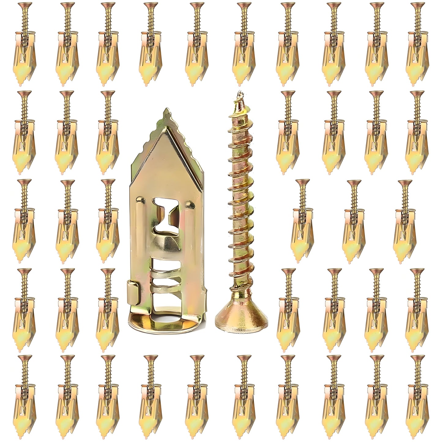 80 Pcs Metal Expansion Bolt for Drywall,Upgrade The Drywall Anchors,No Drill or Holes in Wall,Easy to Install and Widely Applied,40 Sheetrock Anchors & 40 Self Tapping Screws