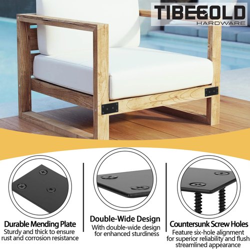 TIBEGOLD Mending Plate, Black Metal Flat Straight Brace Bracket, Double-Wide Metal Plate, Joining Plate for Wood Furniture Fence Fastening with Screws in 2 Different Lengths (30x70mm, 10 Pack)