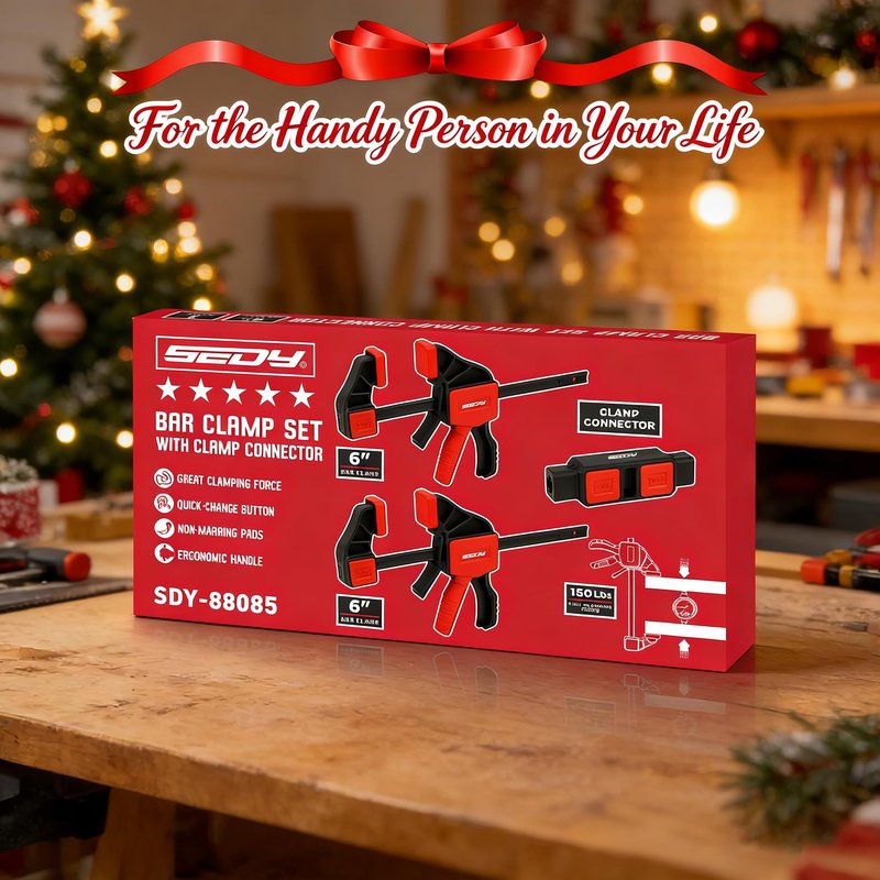 3-Piece 6 Inch Bar Clamps for Woodworking with Clamp Connector, 6" Quick-Release Wood Clamps with 150 LBS Load Limit, Trigger Clamp Set, One-Handed Clamps/Spreader Ideal for Woodworking DIY Projects