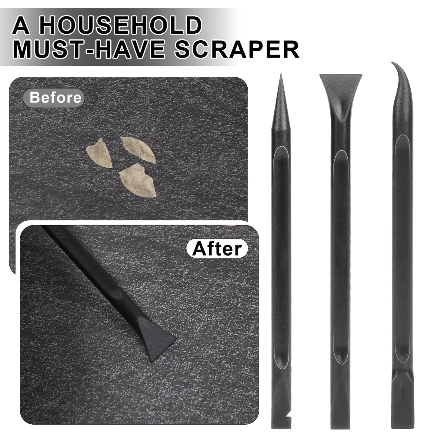 Plastic Scraper, 6 Pcs Multipurpose Crevice Cleaning Tool Non-Scratch Scraper for Cleaning Tight Spaces Pen-shaped Car Detailing Tools for Removing Stickers, Labels, Oil Stains, Food, Dirt (Black)