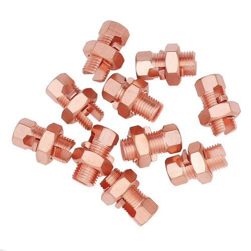 Fuzbaxy10PCS Solid Copper Split Bolt Connector,Ground Wire Clamp-6AWG