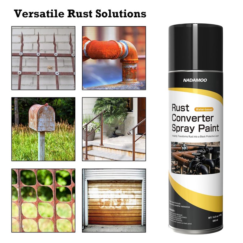 NADAMOO Rust Coverter Spray Paint, Black, 1 Can