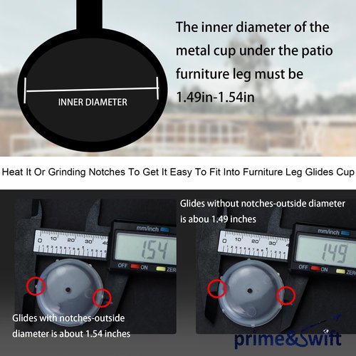 24 Pack of 1-1/2" Wrought Iron Patio Furniture Feet Glides Cups by prime&swift Furniture Legs and Tables Easy to Install