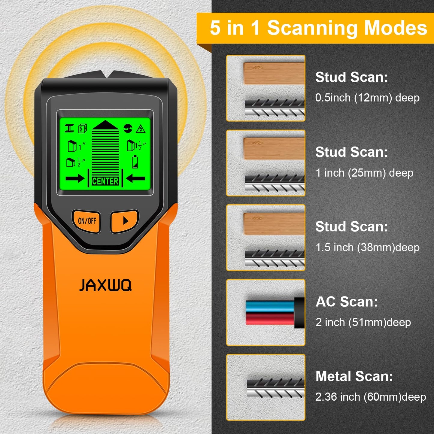 Stud Finder Wall Scanner - 5 in 1 Stud Finder Tool, Stud Detector Beam Finders for the Center and Edge of Wood AC Wire Metal Studs Joist
