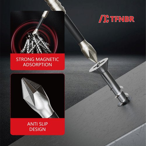 TFNBR Anti Slip Screwdriver Bits, 12-Piece High-Magnetic Screwdriver Drill Bit Set, Magnetic Screwdriver Bit Set for Electric & Impact Drivers, 25 50 65 70 90 150mm Drill Bit Set