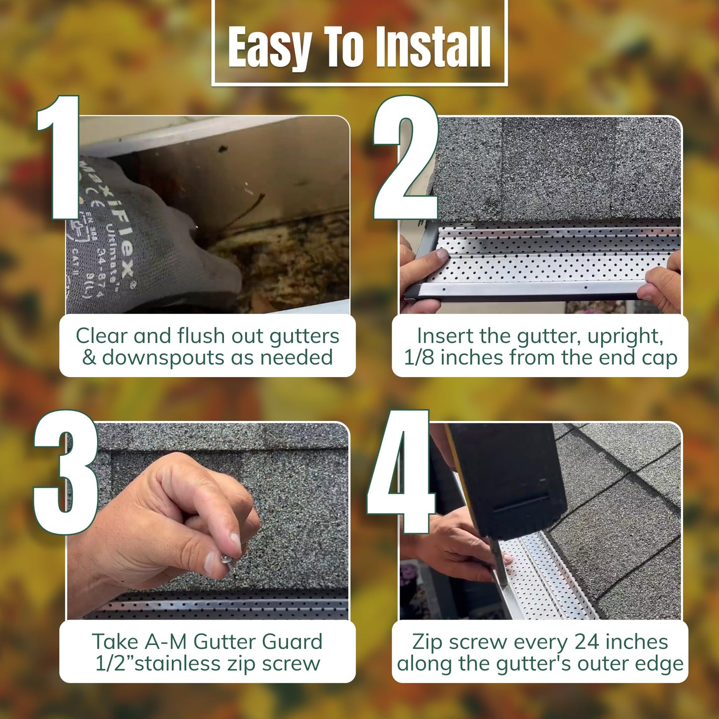 A-M Gutter Guard - Heavy Duty Lifetime Quality Aluminum Leaf & Debris Protection for 5-inch and 6-inch (5 Inch-200 Feet, Mill Finish) - Made in The USA