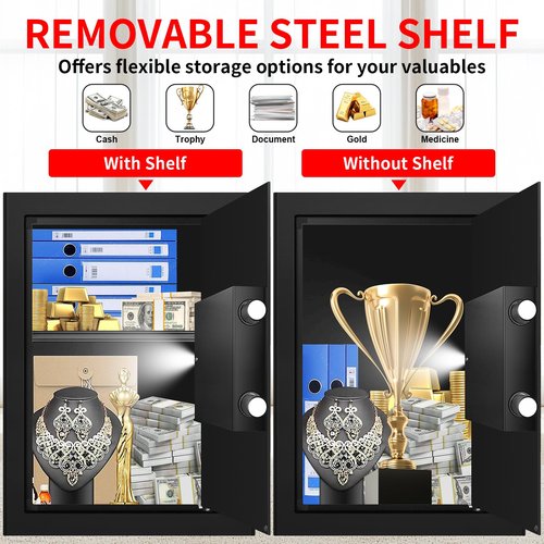 3.0 Cub Large Safes for Home Use Fire and Water Proof, Anti-Theft Digital Security Safe Box with Electronic Keypad and Key, Fire Proof Safe for Home Documents Firearm Medicine Money Valuables