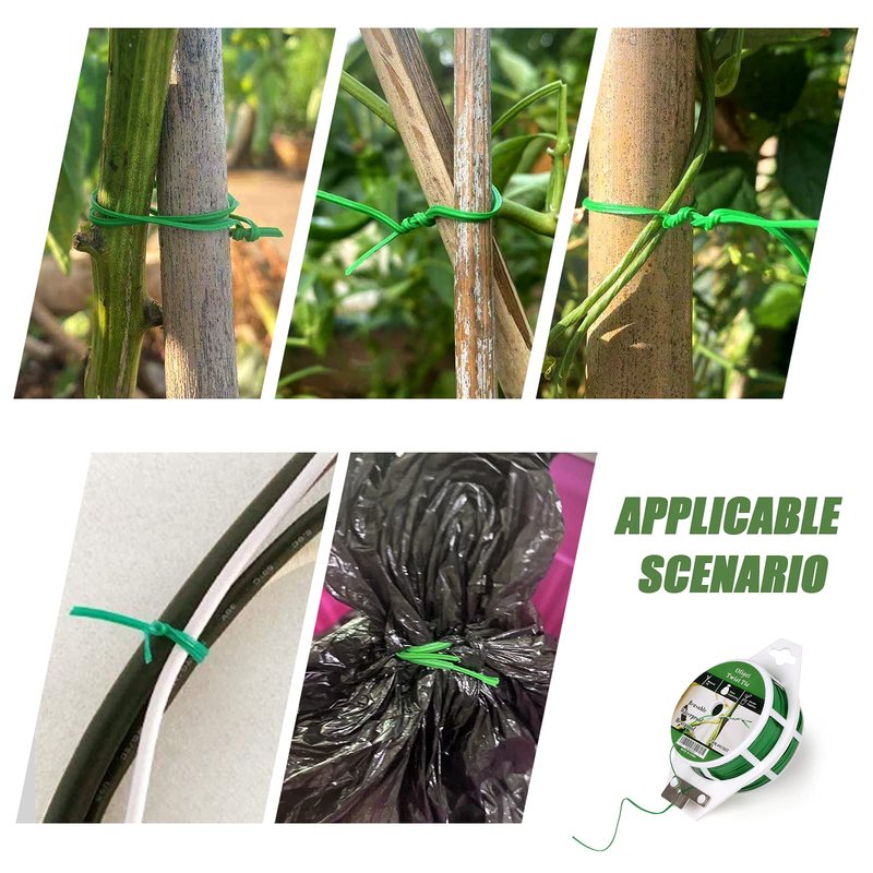 Green Garden Wire, Sturdy Plant Ties for Support with Cutter, 492FT/150m, Indoor, Outdoor, Home and Office Use