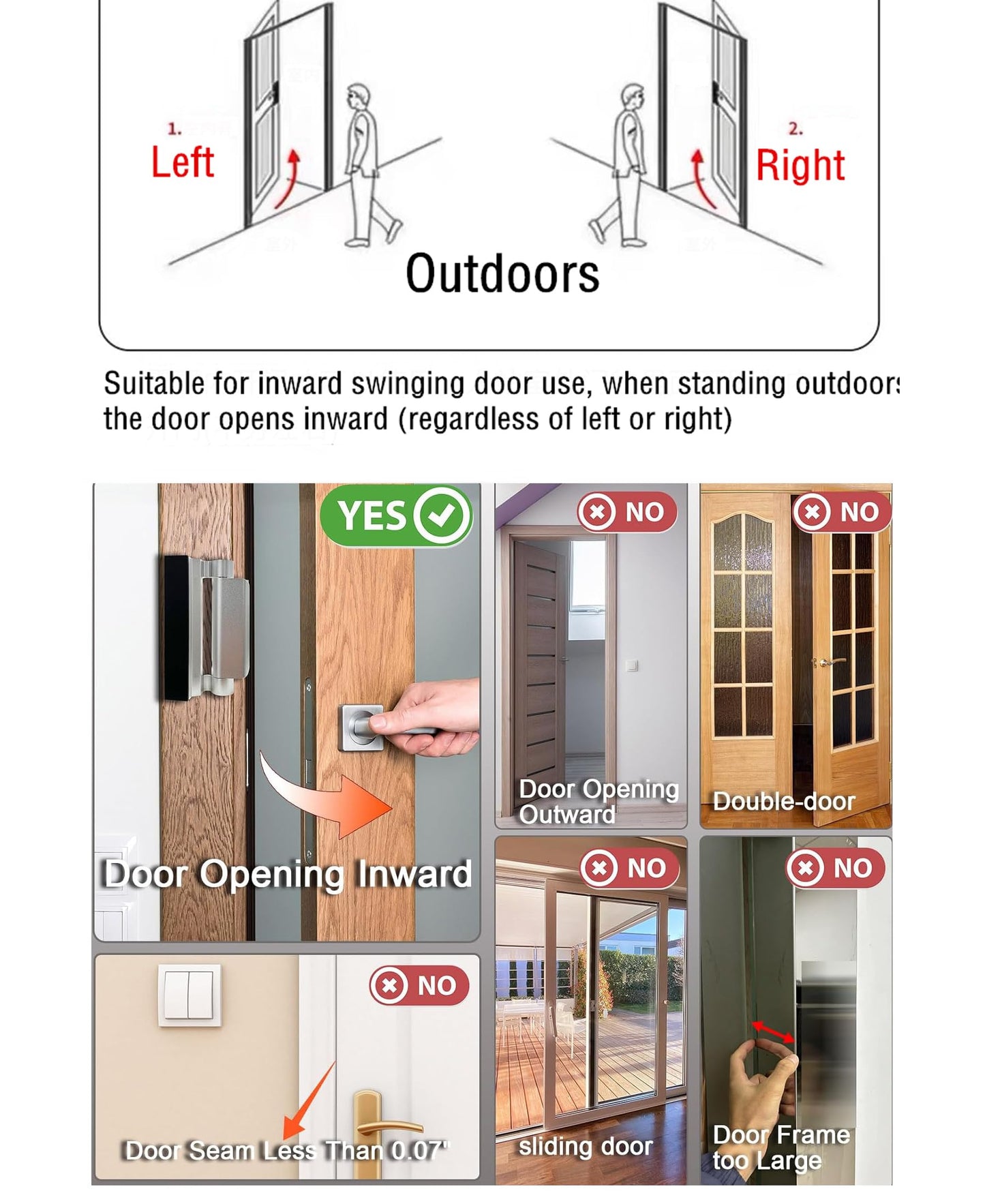 Home Security Door Locks for Kids Safety 2 Pack Extra Childproof Door Reinforcement Lock Latch Device from Inside for Inward Swinging Front Back Patio Courtyard Bedroom Interior Doors (Sliver+Black)