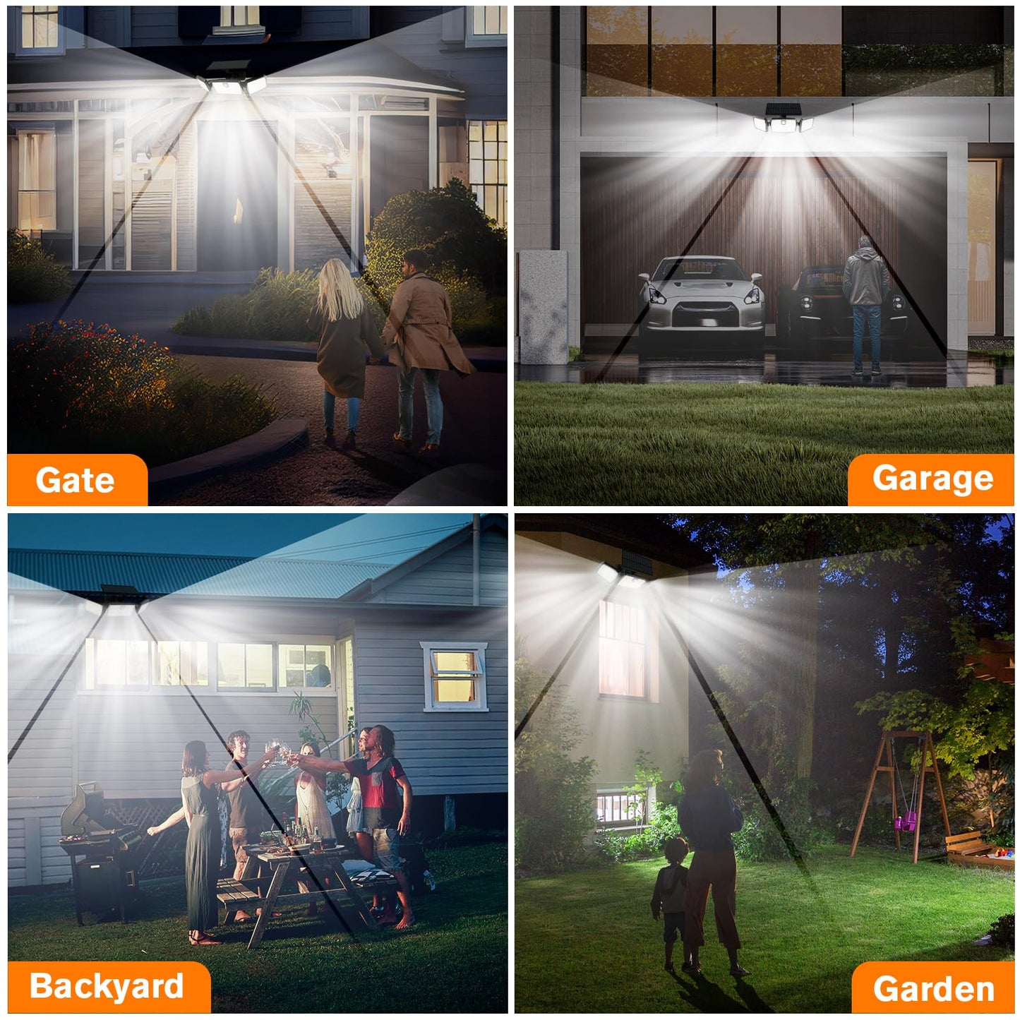 MIHANI Solar Lights Outdoor, Quick Charge Solar Motion Deck Lights Outdoor for Deck with High Brightness, Larger Built-in Tempered Glass Panel, Sensitive PIR Motion Inductor (Remote,2 Pack)