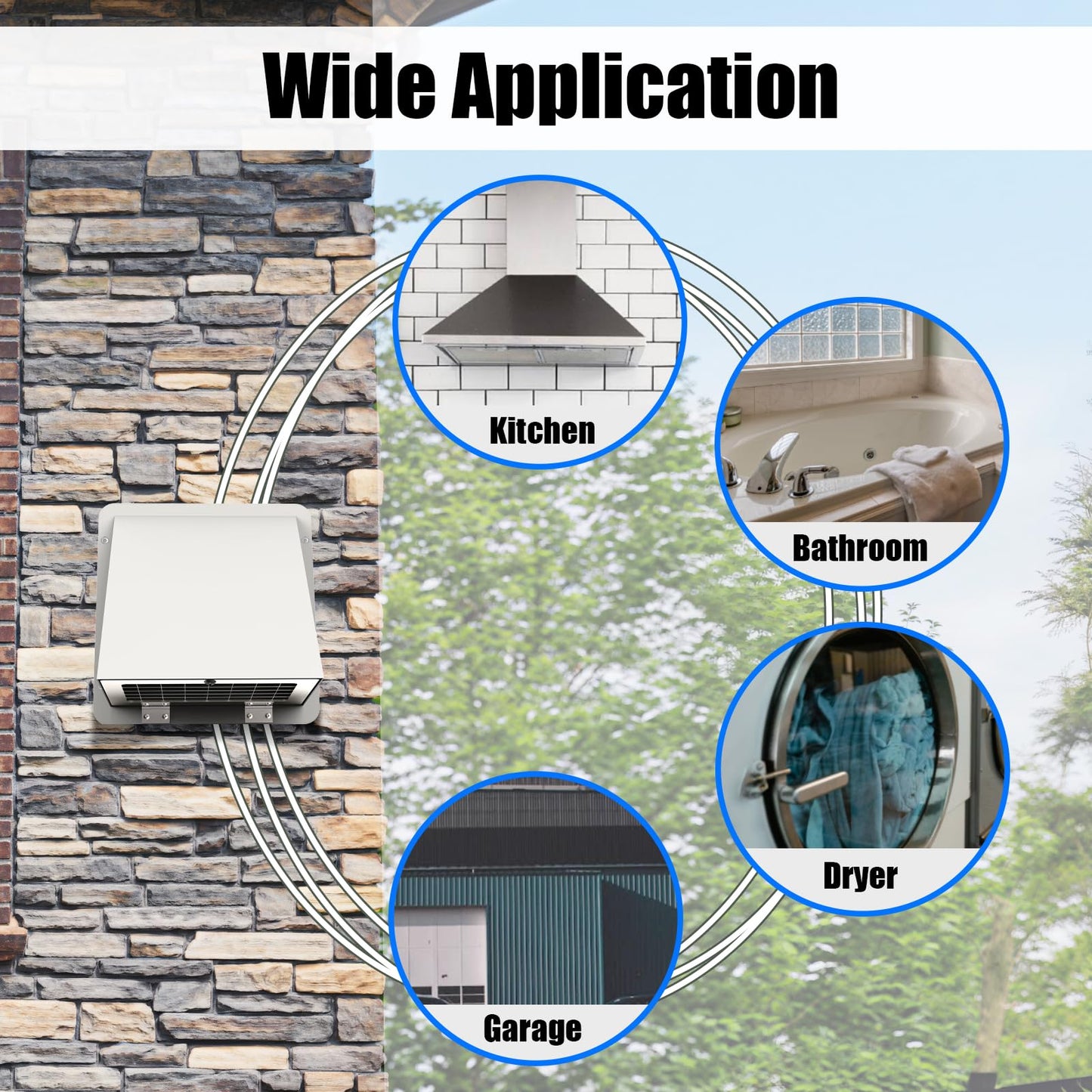 IXMGA 8 Inch Dryer Vent Cover Outside for House, Hooded Wall Vent Cap with Screen & Damper Outdoor for Kitchen Range Hood, Dryer Ventilation, AC