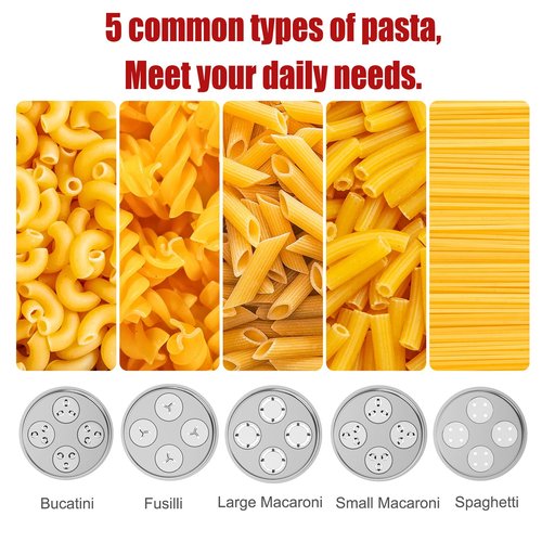 Eascandy Metal Gourmet Pasta Press Attachment for KitchenAid Stand Mixer – Durable Metal Pasta Maker Attachment with 5 Interchangeable Plates for Fresh Homemade Pasta
