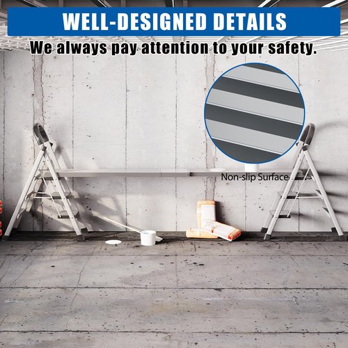 8-13ft Telescoping Plank, Aluminum Work Plank, 440 Lbs Load Capacity Extension Scaffolding Plank with Skid-Proof Platform Scaffold Ladder Accessory, 12.5 Inch Width, Silver