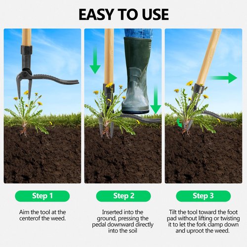 BellaJoyz Weed Puller, Stand-Up Weed Puller Tool with Long Handle & 4-Claw Steel Head, 3-Sectioal Pole Design, Garden Hand Weeding Tool - Easily Remove Weeds Without Bending, Pulling,or Kneeling