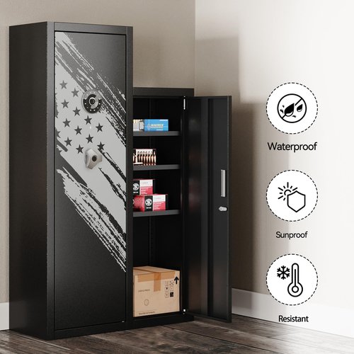 Gun Safe for Rifles and Pistols 8-12 Large Rifle Safe Gun Cabinet and Ammunition Cabinet with Quick-Access Lock Gun Locker with Adjustable Shelf for Handgun Shotgun Ammo