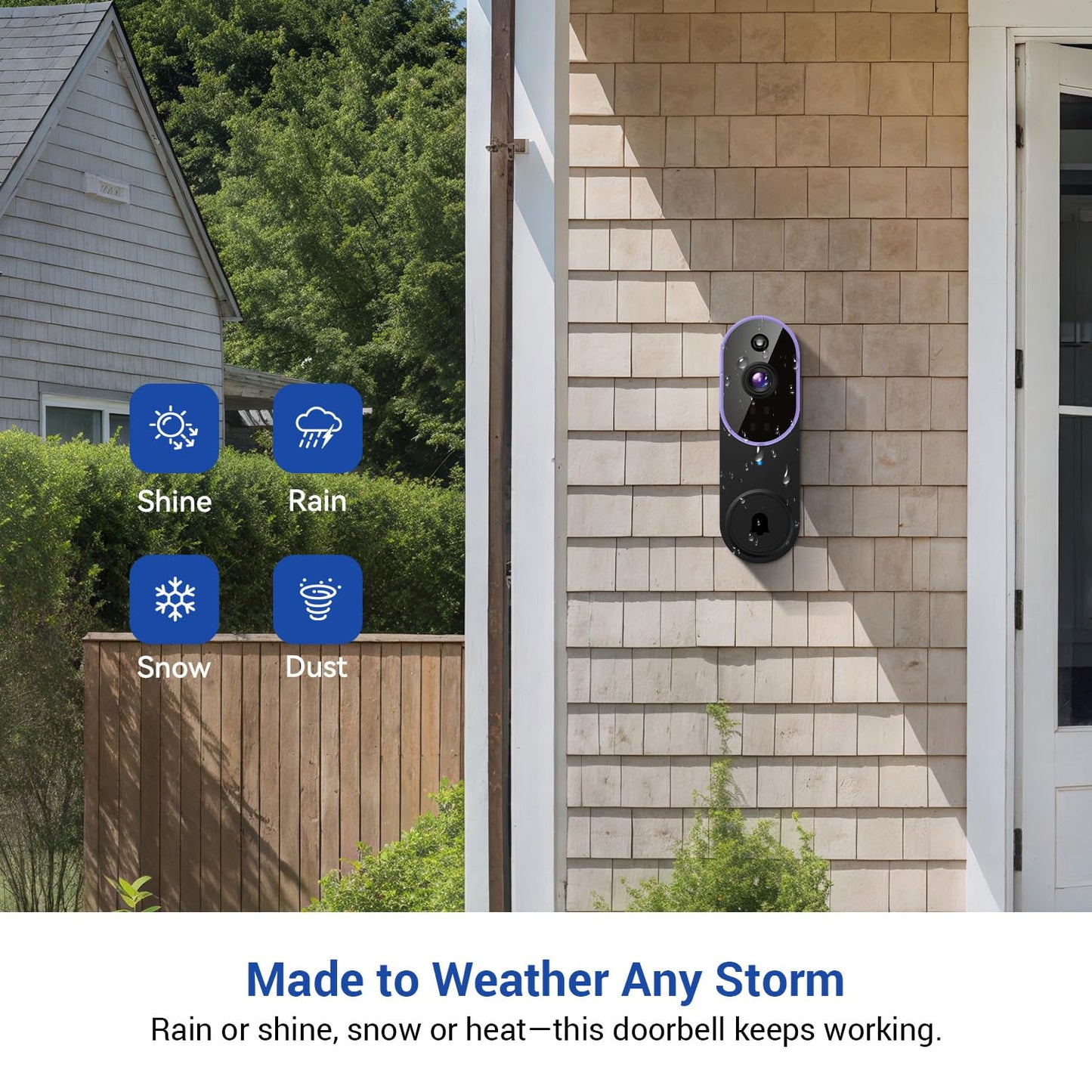 SizzChat 1080P Wireless Video Doorbell Camera, Smart AI Human Detection, Night Vision, 2-Way Audio, Battery Powered, Cloud Storage, 2.4G WiFi, Indoor Outdoor Surveillance