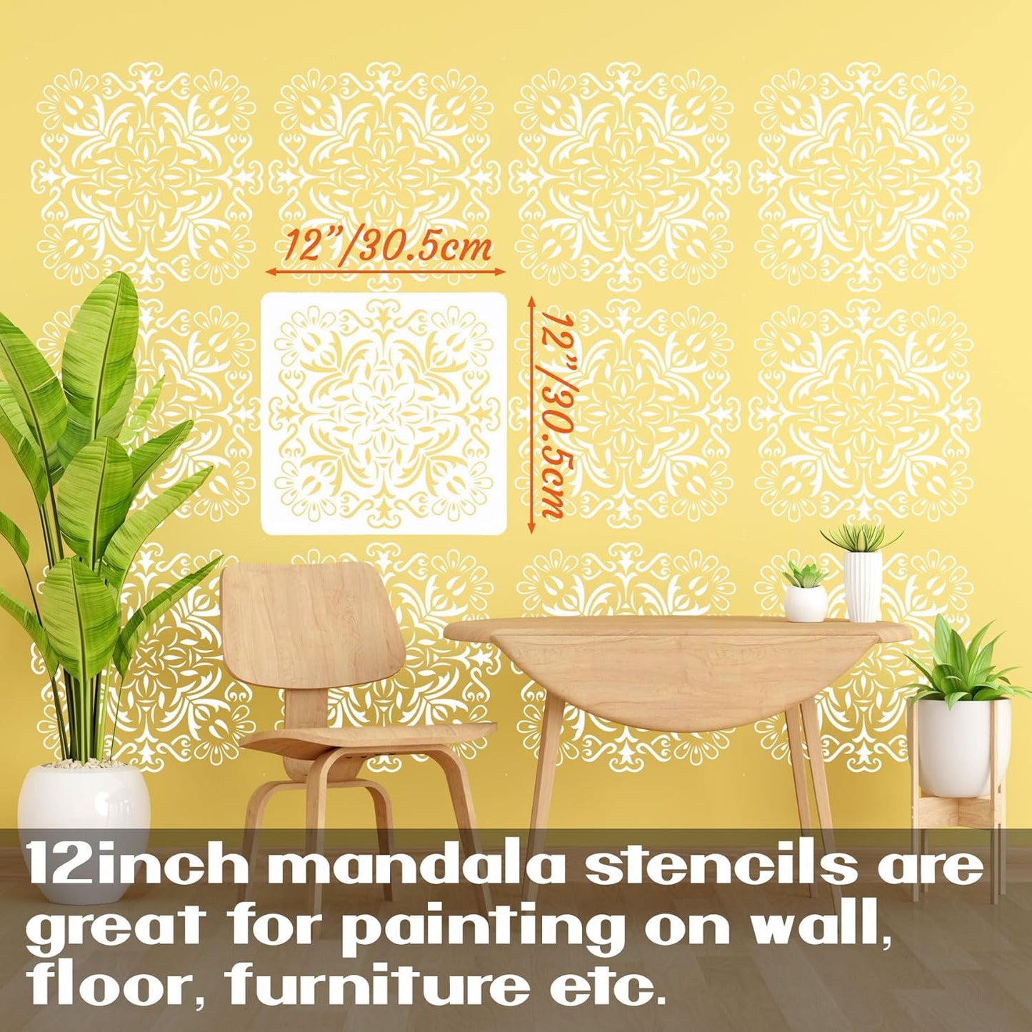 Mandala Stencils for Painting on Wood Wall Floor Furniture Tile Fabric, Small Rangoli Stencils Rock Painting Stencils for Home Decor (4 inch)