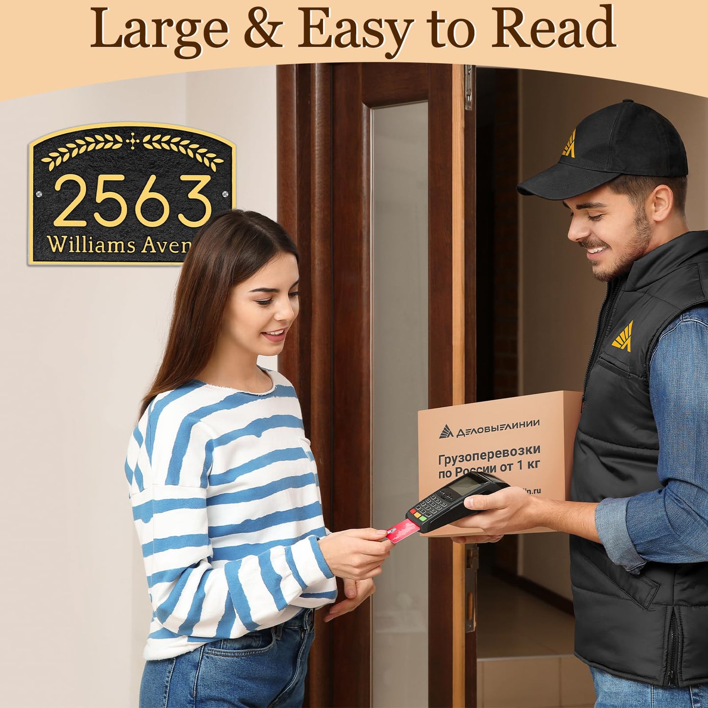 Personalized Address Plaque Hand-Carved - House Number Plaque Sign,Address Sign Plate for Outside House,Door,Driveway,Yard,Gate,Fence,Mailbox Rust-Free 12 x 7.8 inch