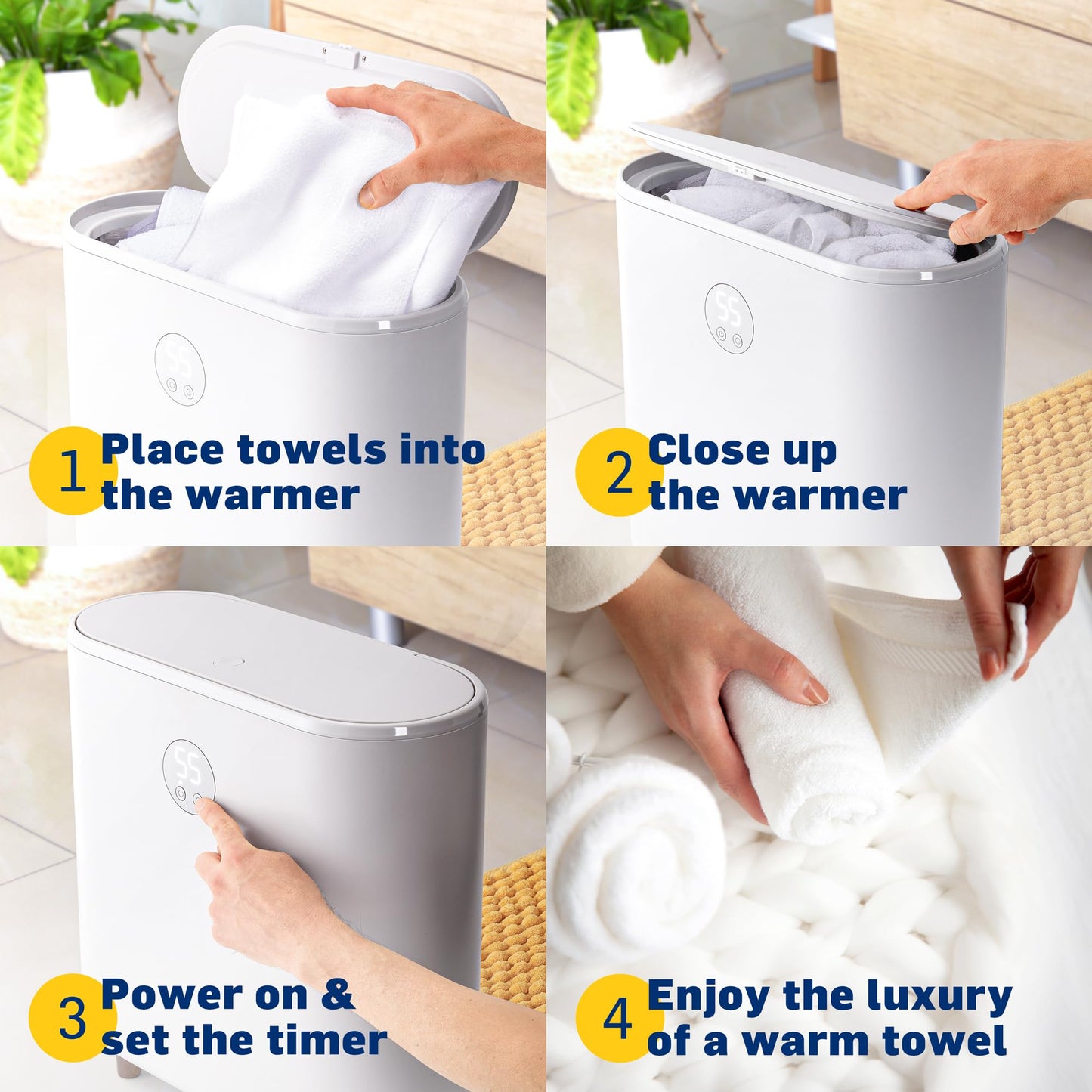 Live Fine Towel Warmer | Large Bucket Style Luxury Heater with LED Display, Adjustable Timer, Auto Shut-Off | Fits Up to Two 40” x 70” Oversized Towels